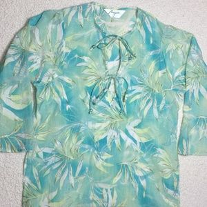 Vintage Sheer Pastel Multicoloured Top by Margareta, Size XL, fits loosely